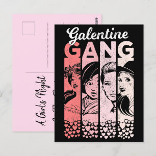 Galentine Gang Vintage Valentine Frauengesichte Postkarte