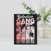 Galentine Gang Vintage Valentine Frauengesichte Postkarte (Stehend Vorderseite)