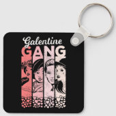 Galentine Gang Vintage Valentine Frauengesichte Schlüsselanhänger (Rückseite)