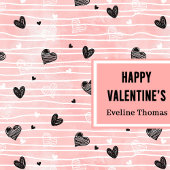 Galentine Gift Bag Pink Black Hearts Love Letterin Große Geschenktüte