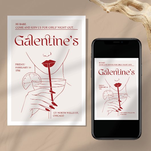 Galentine Girls Cocktails Party laden Einladung