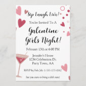 Galentine Girls Night Out Martini Pink Einladung (Vorderseite)