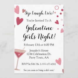 Galentine Girls Night Out Martini Pink Einladung