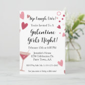 Galentine Girls Night Out Martini Pink Einladung (Stehend Vorderseite)