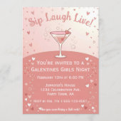 Galentine Girls Night Out Sip Laugh Live in Pink  Einladung (Vorderseite)