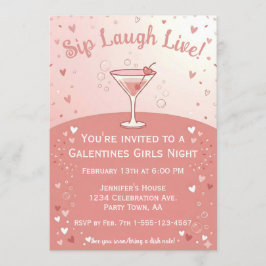 Galentine Girls Night Out Sip Laugh Live in Pink  Einladung