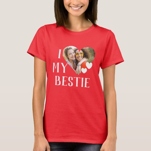 Galentine I Liebe Mein Bestie Personalisiertes Fot T-Shirt (Vorderseite)