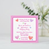 Galentine Mahjong Party Watercolor Hearts Sq (Stehend Vorderseite)