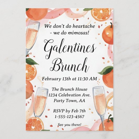 Galentine Mimosa Brunch Party Invite Personalized Einladung (Vorderseite)