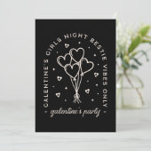 Galentine Party bestie girls night black Einladung (Stehend Vorderseite)