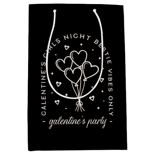 Galentine Party bestie girls night black Mittlere Geschenktüte (Vorderseite)