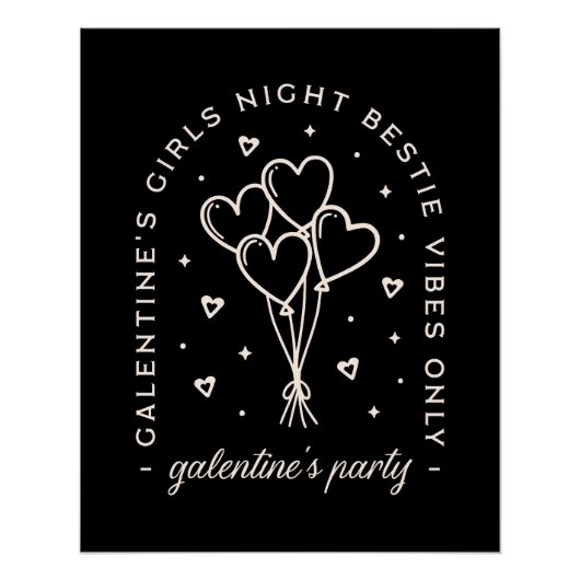 Galentine Party bestie girls night black Poster (Vorderseite)