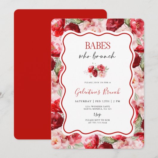 Galentine’s Brunch Invitation Einladung (Vorne/Hinten)