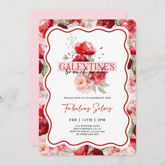 Galentine’s Brunch Party Invitation Einladung (Vorne/Hinten)
