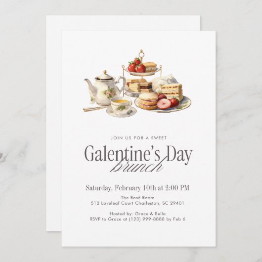 Galentine’s Day Brunch Einladung (Vorne/Hinten)