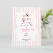 Galentine’s Day Brunch Invitation | Pink Stripe Einladung (Stehend Vorderseite)