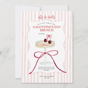 Galentine’s Day Brunch Kirsch Champagner Einladung