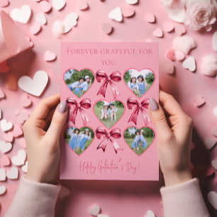 Galentine’s Day Fotokarte mit Herzen und Schleifen Feiertagskarte