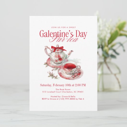 Galentine’s Day Par-tea Einladung (Stehend Vorderseite)
