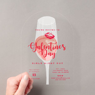 Galentine’s Day Party Watercolor Rosa Rosé Acryleinladungen