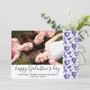 Galentine`s Day Purple Heart Zeichnung Freund Foto Feiertagskarte