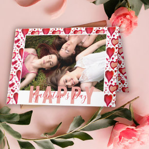 Galentine`s Day Rote Herzen Zeichnung Freund Foto Feiertagskarte