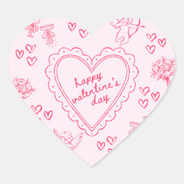 Galentine’s Day Valentine Girly Invitation Herz-Aufkleber