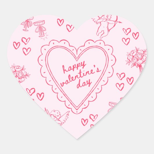 Galentine’s Day Valentine Girly Invitation Herz-Aufkleber (Vorderseite)