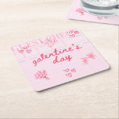 Galentine’s Day Valentine Girly Invitation Rechteckiger Pappuntersetzer (angewinkelt)