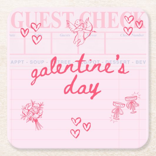 Galentine’s Day Valentine Girly Invitation Rechteckiger Pappuntersetzer (Vorderseite)