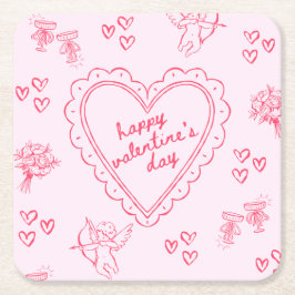 Galentine’s Day Valentine Girly Invitation Rechteckiger Pappuntersetzer