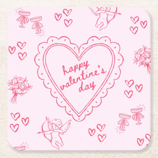 Galentine’s Day Valentine Girly Invitation Rechteckiger Pappuntersetzer (Vorderseite)