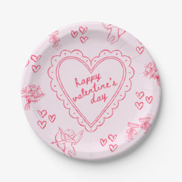 Galentine’s Day Valentine Girly Pink Pappteller