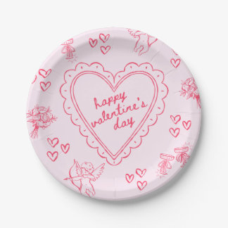 Galentine’s Day Valentine Girly Pink Pappteller