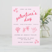 Galentine’s Day Valentines Girly Invitation Einladung (Stehend Vorderseite)