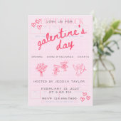 Galentine’s Day Valentines Girly Invitation Einladung (Stehend Vorderseite)