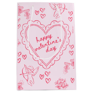 Galentine’s Day Valentinstag Mädchen Rosa Mittlere Geschenktüte
