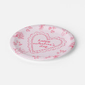 Galentine’s Day Valentinstag Mädchen Rosa Pappteller (Schrägansicht)