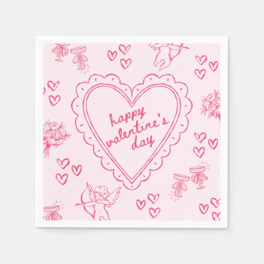 Galentine’s Day Valentinstag Mädchen Rosa Serviette (Vorderseite)