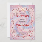 Galentine’s Party Invitation Printable, Pink & Red Einladung (Vorderseite)
