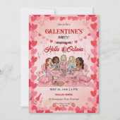 Galentine’s Party Invitation Printable, Pink & Red Einladung (Vorderseite)