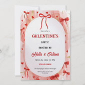 Galentine’s Party Invitation Printable, Pink & Red Einladung (Vorderseite)
