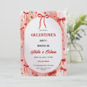 Galentine’s Party Invitation Printable, Pink & Red Einladung (Stehend Vorderseite)