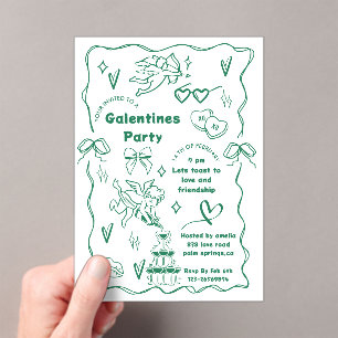 Galentine’s-Party, Mädchen Galentine’s Handgezeich Acryleinladungen