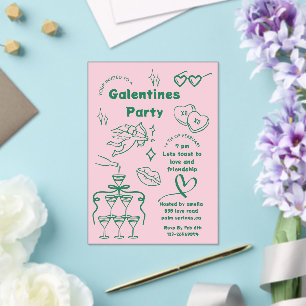 Galentine’s-Party, Mädchen Galentine’s Handgezeich Acryleinladungen