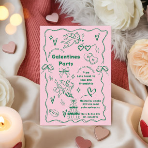 Galentine’s-Party, Mädchen Galentine’s Handzeichnu Einladung