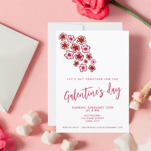 Galentine`s Tag rote rosa Blumen Freunde  Einladung