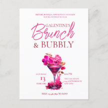 Galentiner Brunch und Bubbly Einladung Postcard