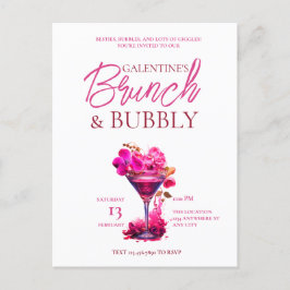 Galentiner Brunch und Bubbly Einladung Postcard Postkarte