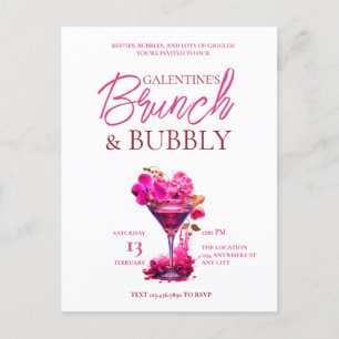 Galentiner Brunch und Bubbly Einladung Postcard Postkarte